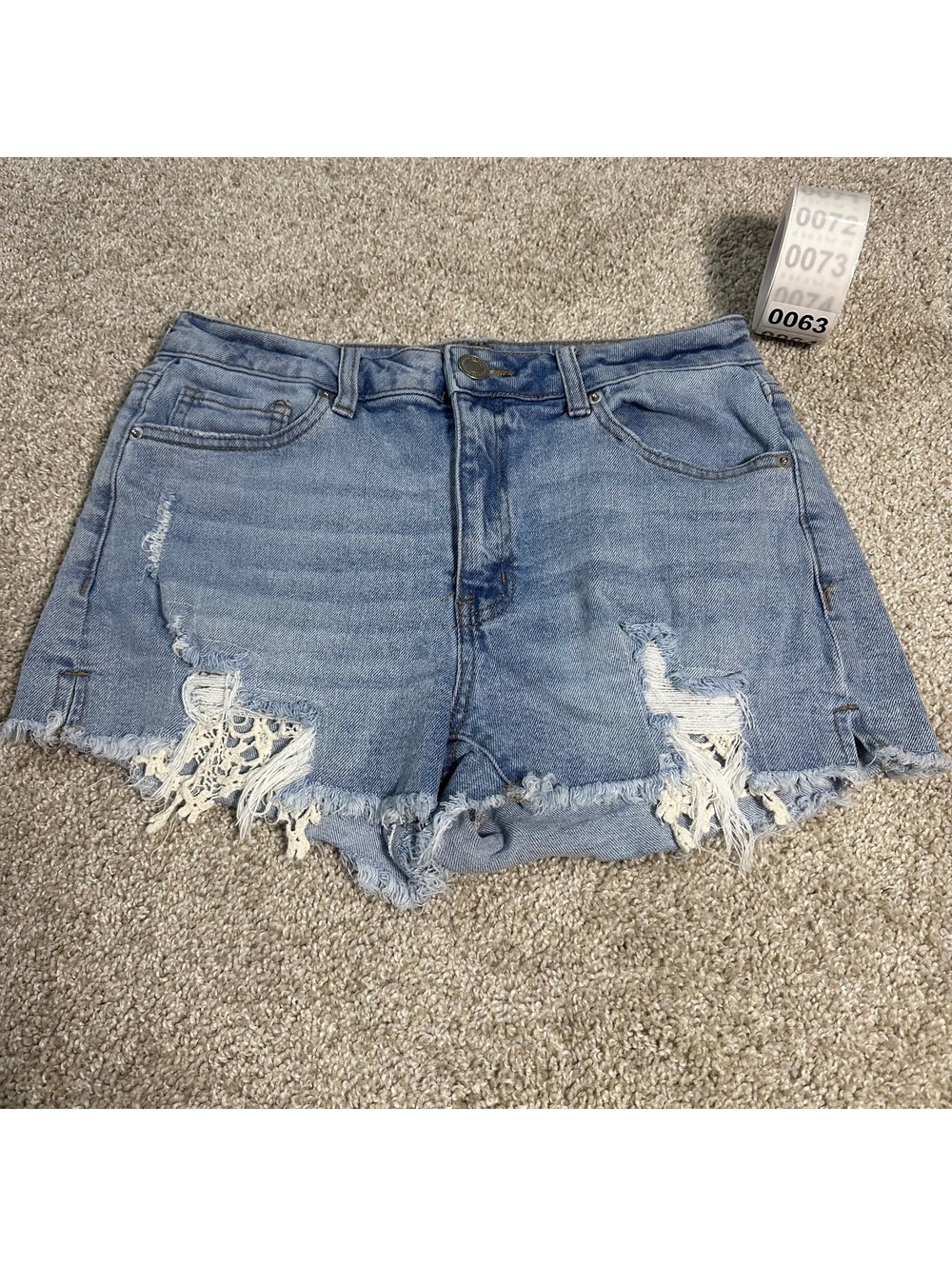 SO light wash distressed denim shorts high rise